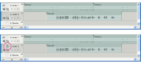 An unlocked track (top) and locked track (bottom)