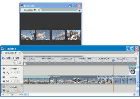 Program view during a slip or slide edit